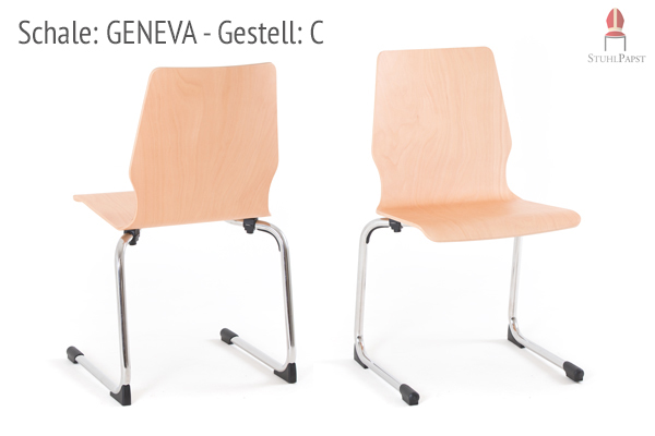 Holzschalenstühle mit Freischwingergestell